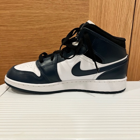 Nike Air Jordan 1 | Mid Sneakers | Armory Navy, White and Black | Size 7Y - Picture 4 of 10